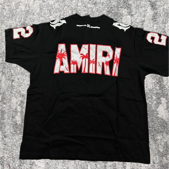 Amiri 22 Jersey Palm Tree Logo Red and Black Tee Mens Size Medium or Small - Picture 4 of 5